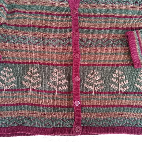 Vintage Christopher & Banks Hand Embroidered Stripe Sweater MEDIUM Brown Red - Picture 13 of 16